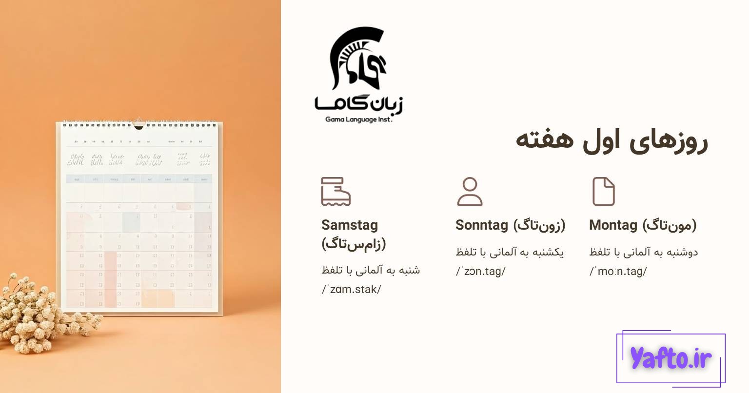 روز های اول هفته به آلمانی