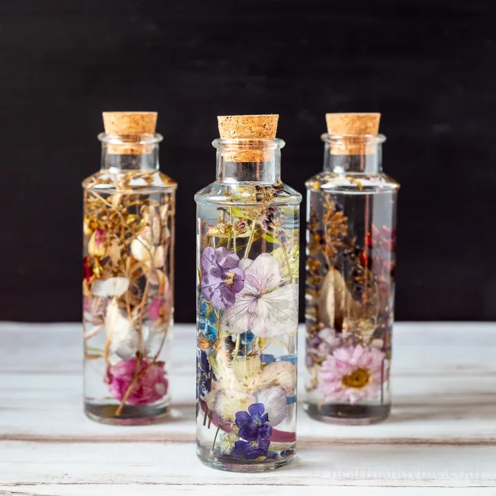 بطری گیاهان ژاپنی با کل خشک