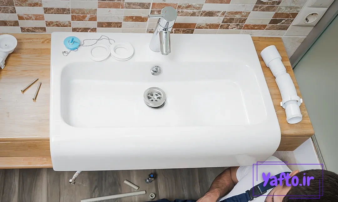 ترازکردن روشویی کابینتی دیواری