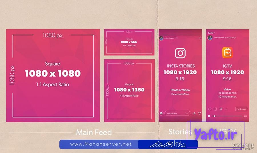 سایز استاندارد عکس و ویدئو در اینستاگرام و سایر سوشال مدیا سایز استاندارد عکس و ویدئو در اینستاگرام و سایر سوشال مدیا